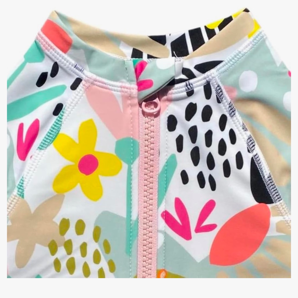 Nwt Sunguard Swim Emily Long Sleeve Half-Zip Floral Printed Swimsuit 6-12 Months — image 2 of 4